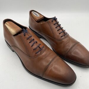 Bruno Magli Men's Size 9.5 Tacco Burnished Brown‎ Leather Cap Toe Dress Shoes